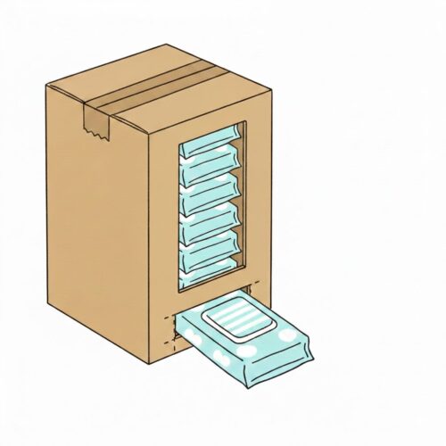 段ボールでの収納のイラスト